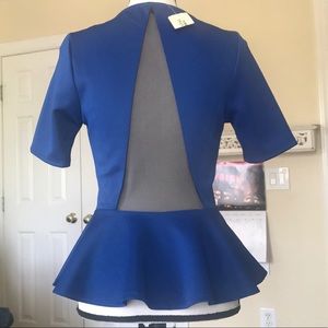 FOREVER 21 SHEER BACK PEPLUM TOP